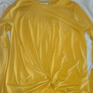 Mustard long sleeve knotted shirt